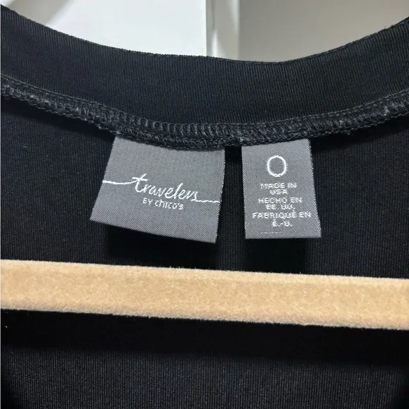 Chico's Travelers Classic Hardware Lace-Up Mesh V-Neck Top Black - Picture 7 of 8